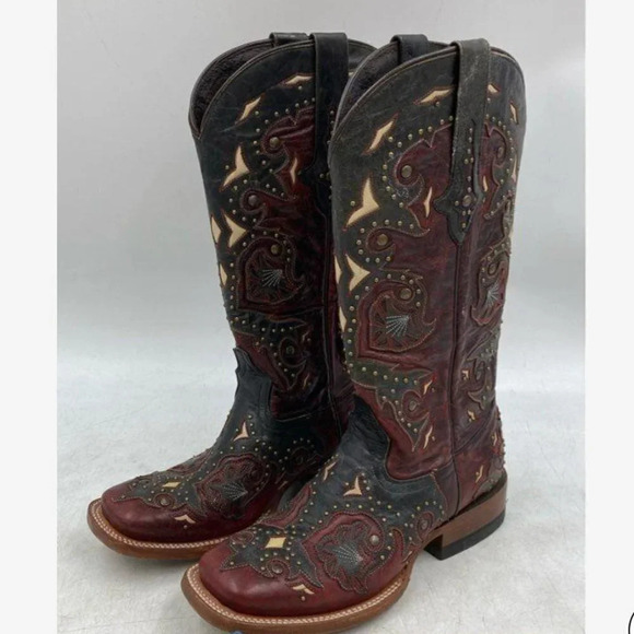 Lucchese Shoes - Lucchese Scarlet Studded Country Western Cowboy Boots; Women's Size 6